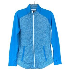 Footjoy Womens Full Zip Jacket Medium Activewear Golf‎ Athleisure Blue Thumbhole